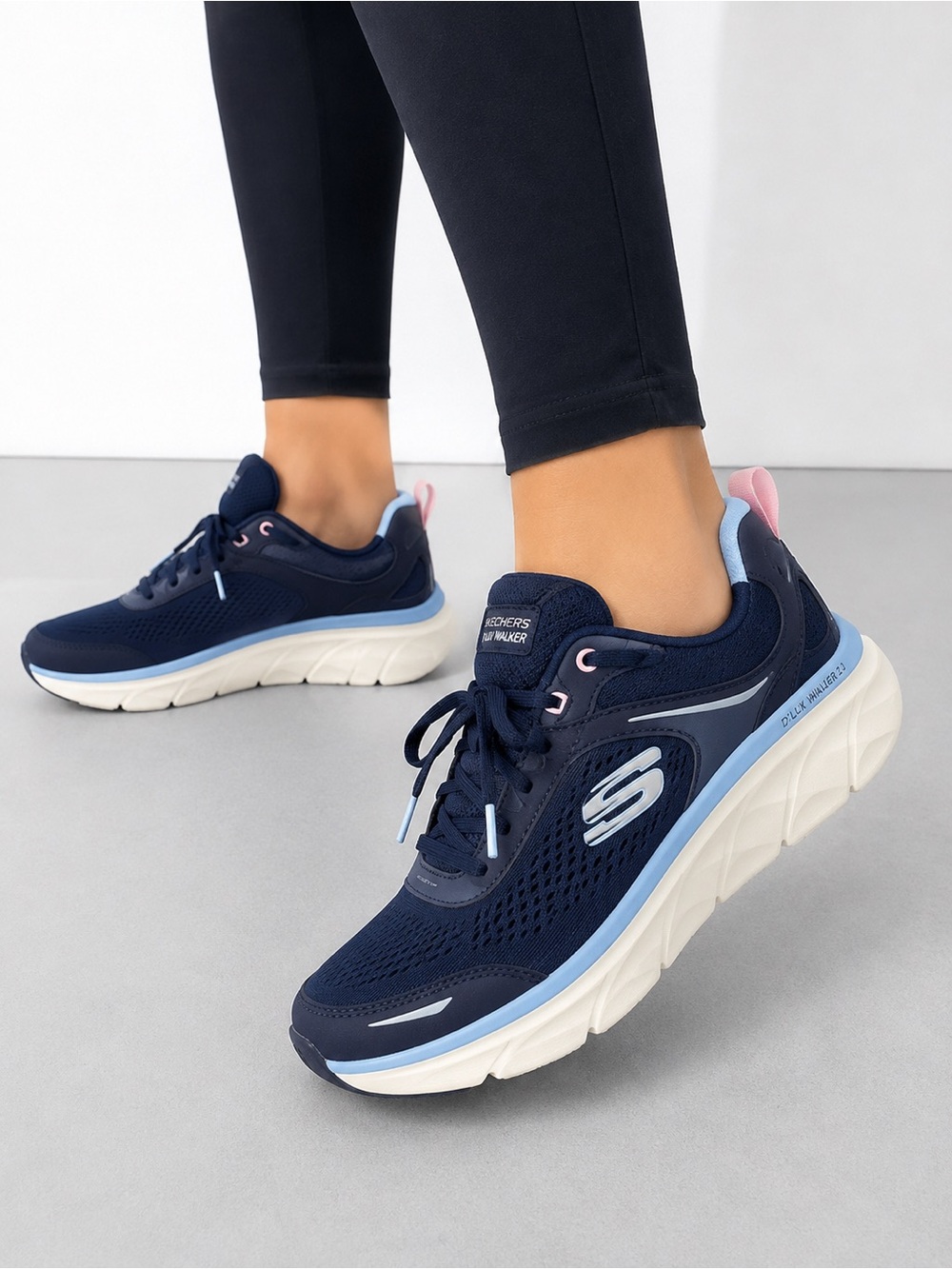 Skechers Navy & Pink D'LUX Walker 2.0 Sneakers